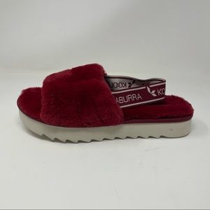 Koolaburra By UGG Fuzz N II Slingback Sandals Red Spell Out Size 9